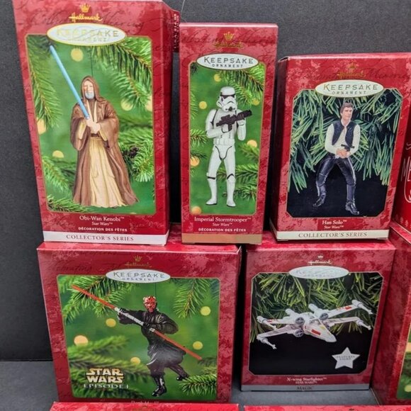 HALLMARK KEEPSAKE Ornament Lot STAR WARS Yoda Solo Obi-Wan Maul Naboo Fett Leia - Picture 2 of 6
